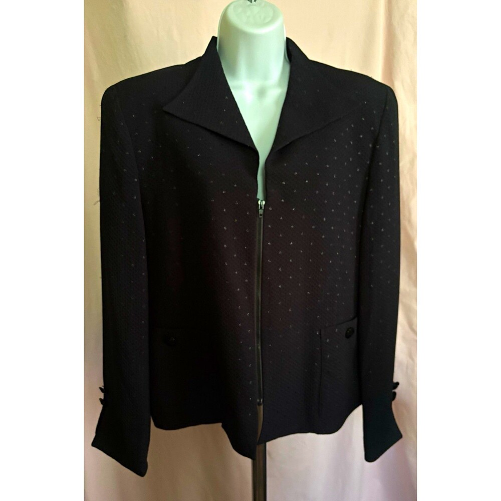 Christian Dior Women’s Size 10 Black Sequin Zip Jacket 40” Bust